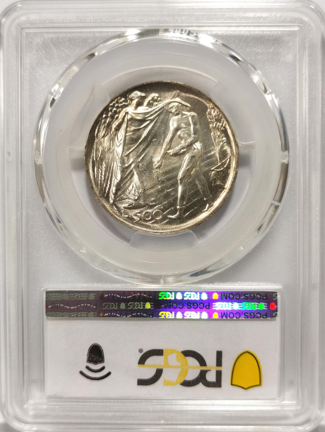 博洋堂世界钱币拍卖第106期（全场包邮） PCGS MS66 圣马力诺1976年社会保险500里拉银币