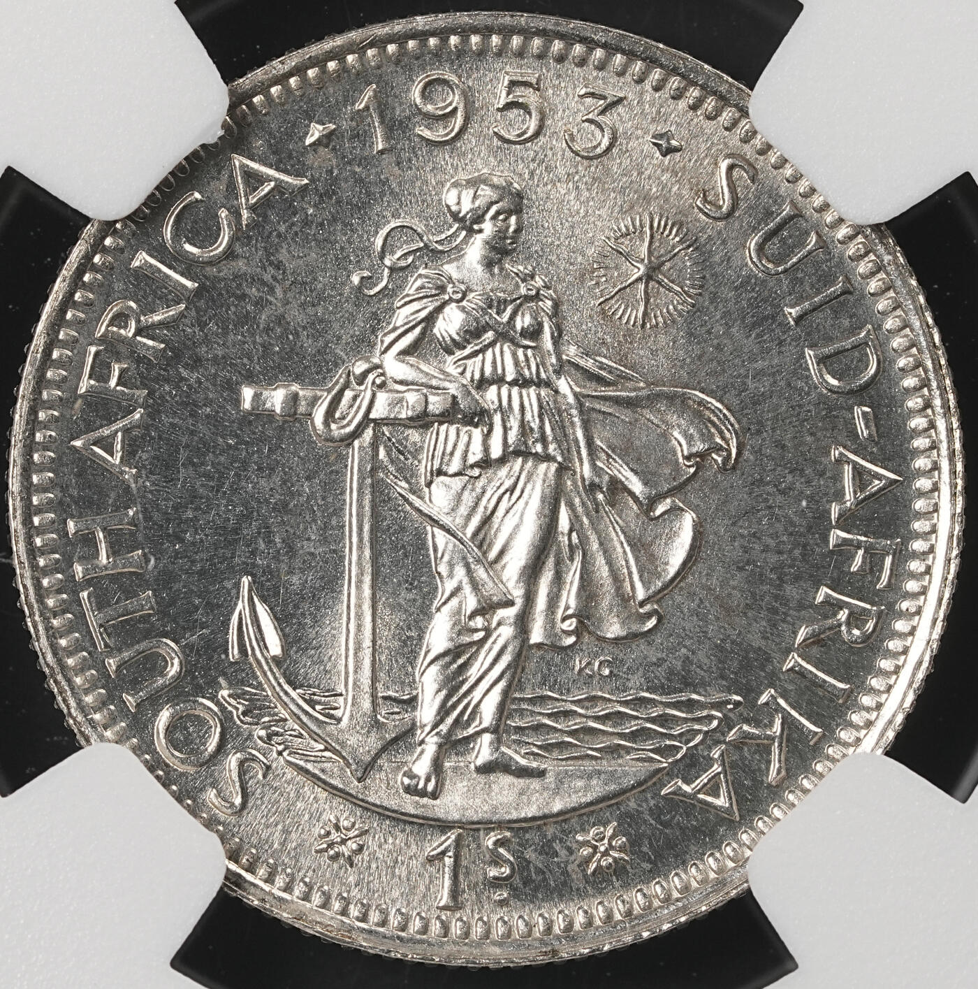 修遠堂世界钱币第五十三期 全场包邮 NGC PF65 1953年南非1先令精制银币 仅铸造5000枚