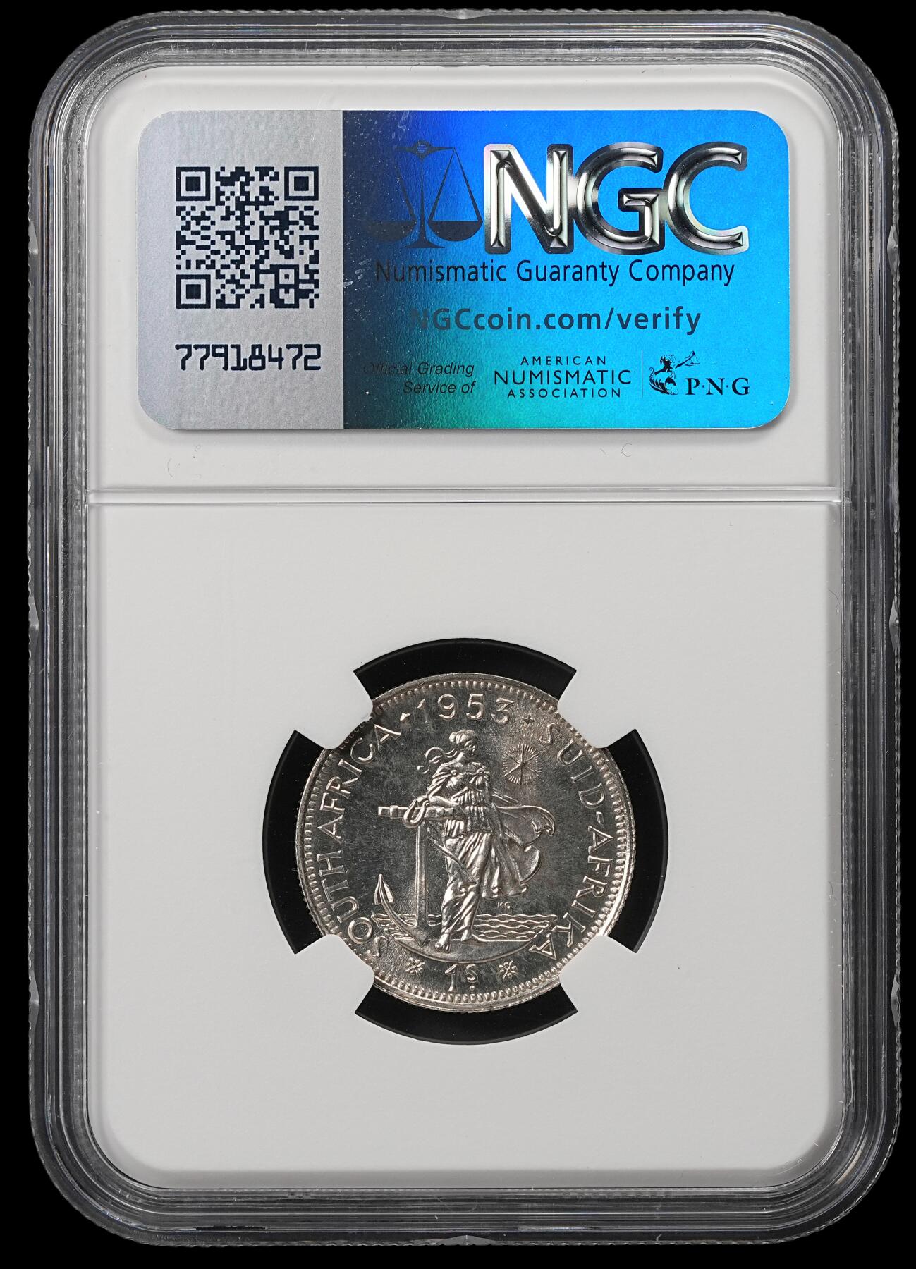 修遠堂世界钱币第五十三期 全场包邮 NGC PF65 1953年南非1先令精制银币 仅铸造5000枚