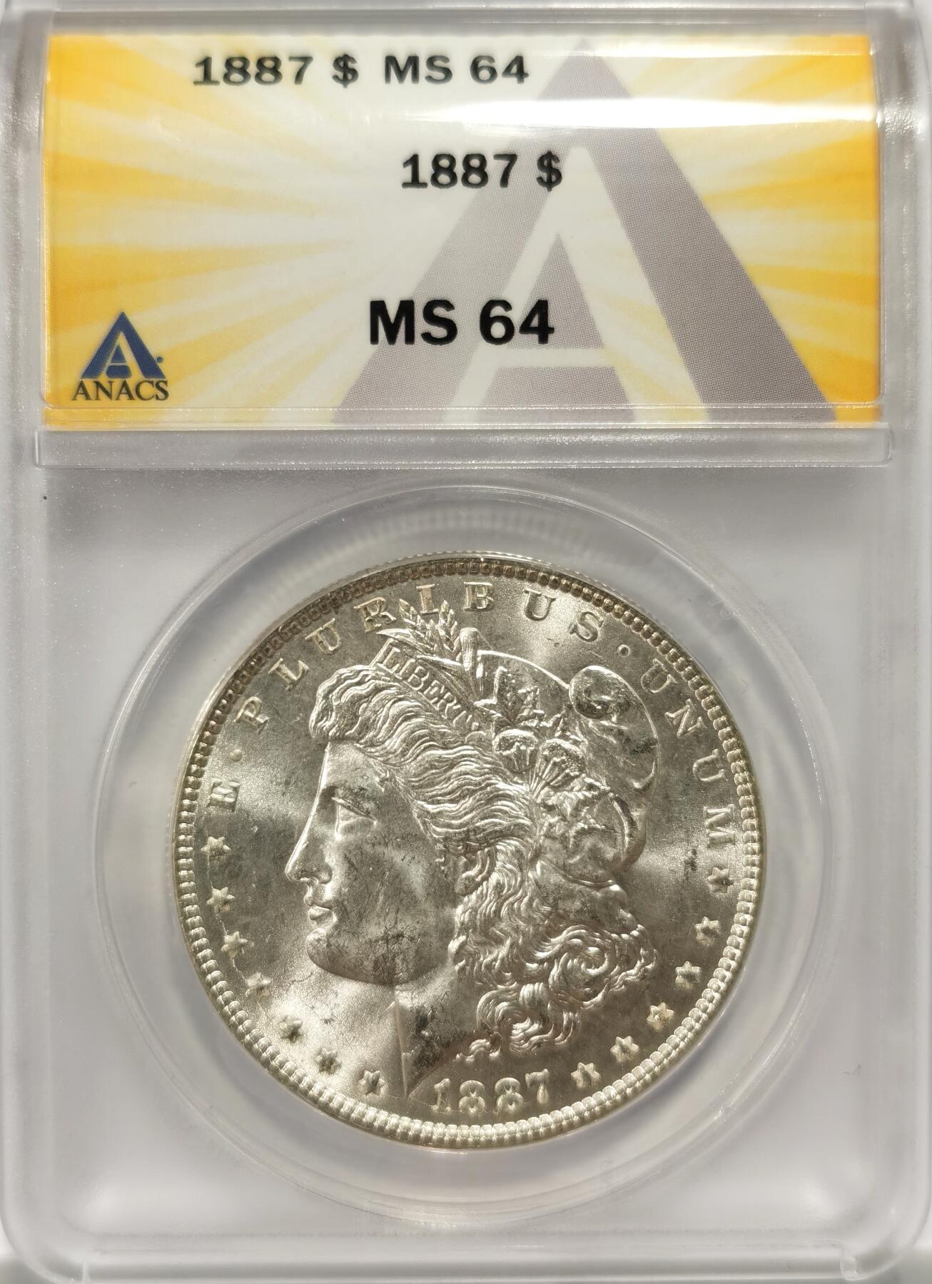 博洋堂世界钱币拍卖第106期（全场包邮） ANACS MS64 美国1887年摩根大银币