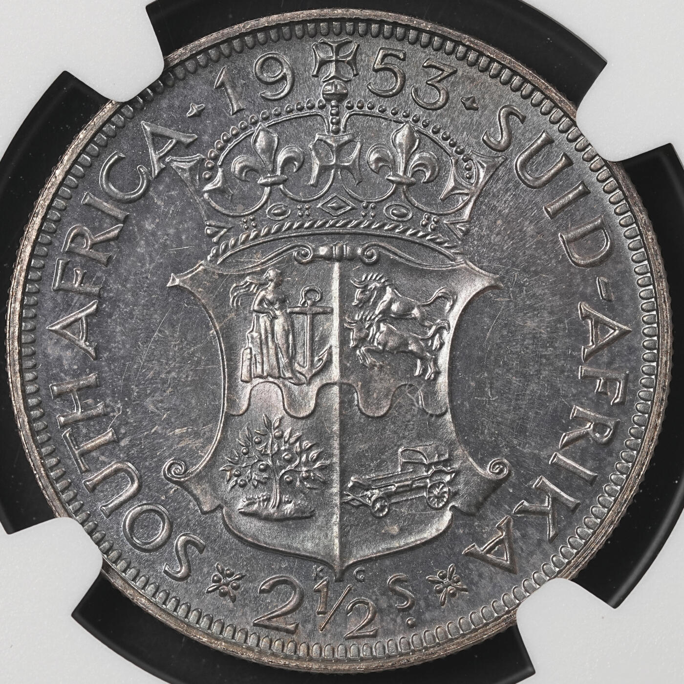修遠堂世界钱币第五十三期 全场包邮 NGC PF64 1953年南非2.5先令精制银币 仅铸造5000枚