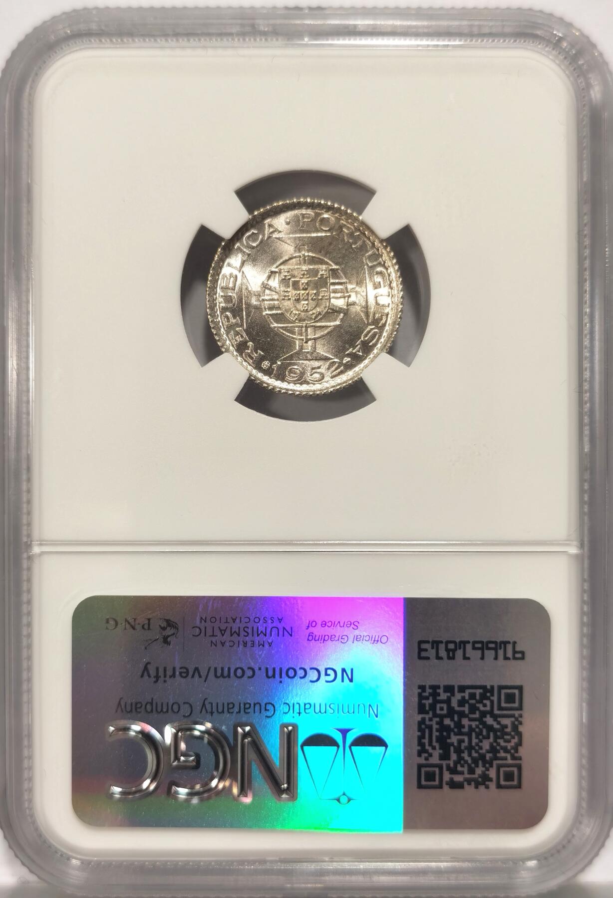 博洋堂世界钱币拍卖第106期（全场包邮） NGC MS66 葡属澳门1952年首版壹元，麦稀奇所见最高分