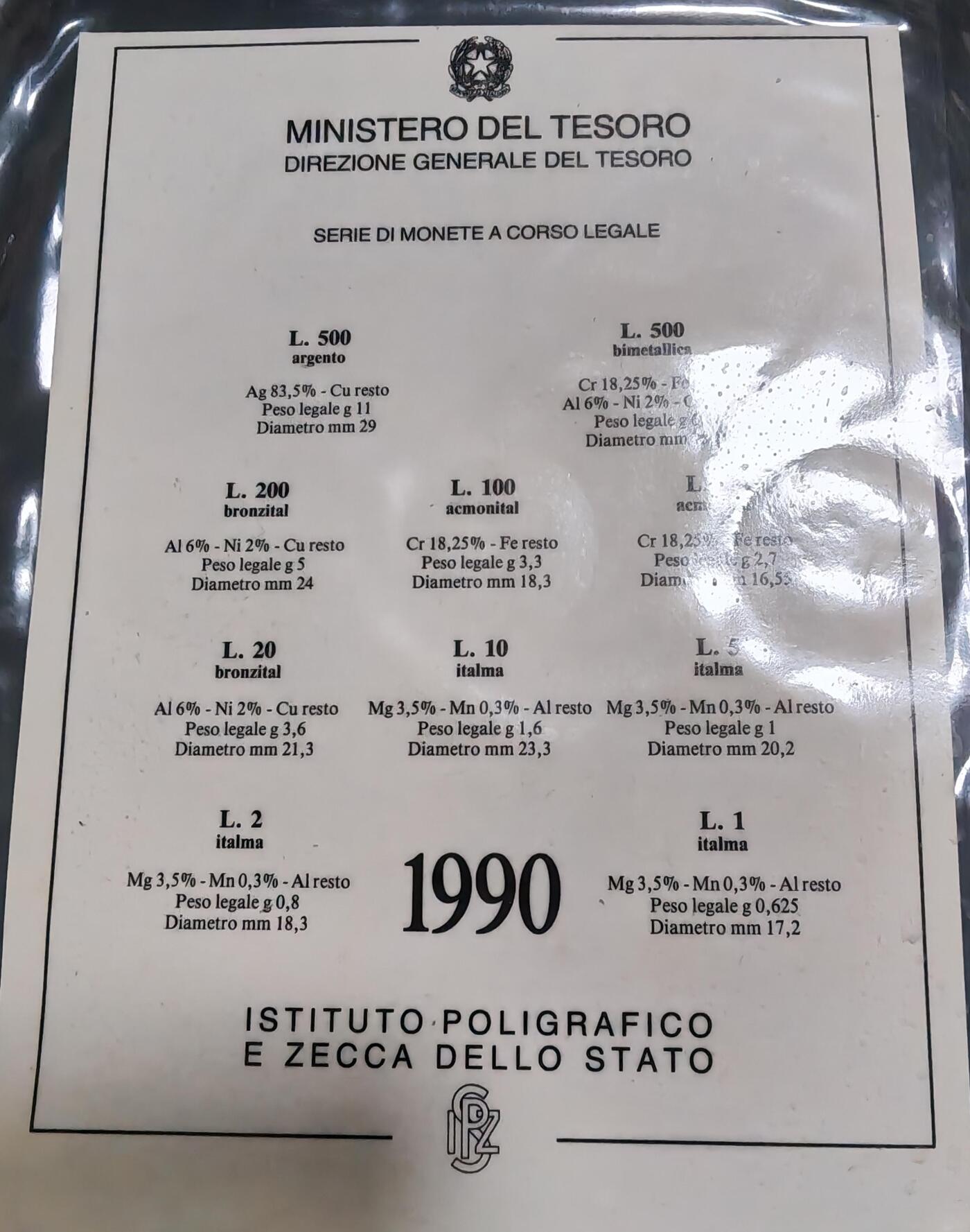 长老汇龙年精选第四十场拍卖 1990意大利11枚套币，含银币两枚，卡装