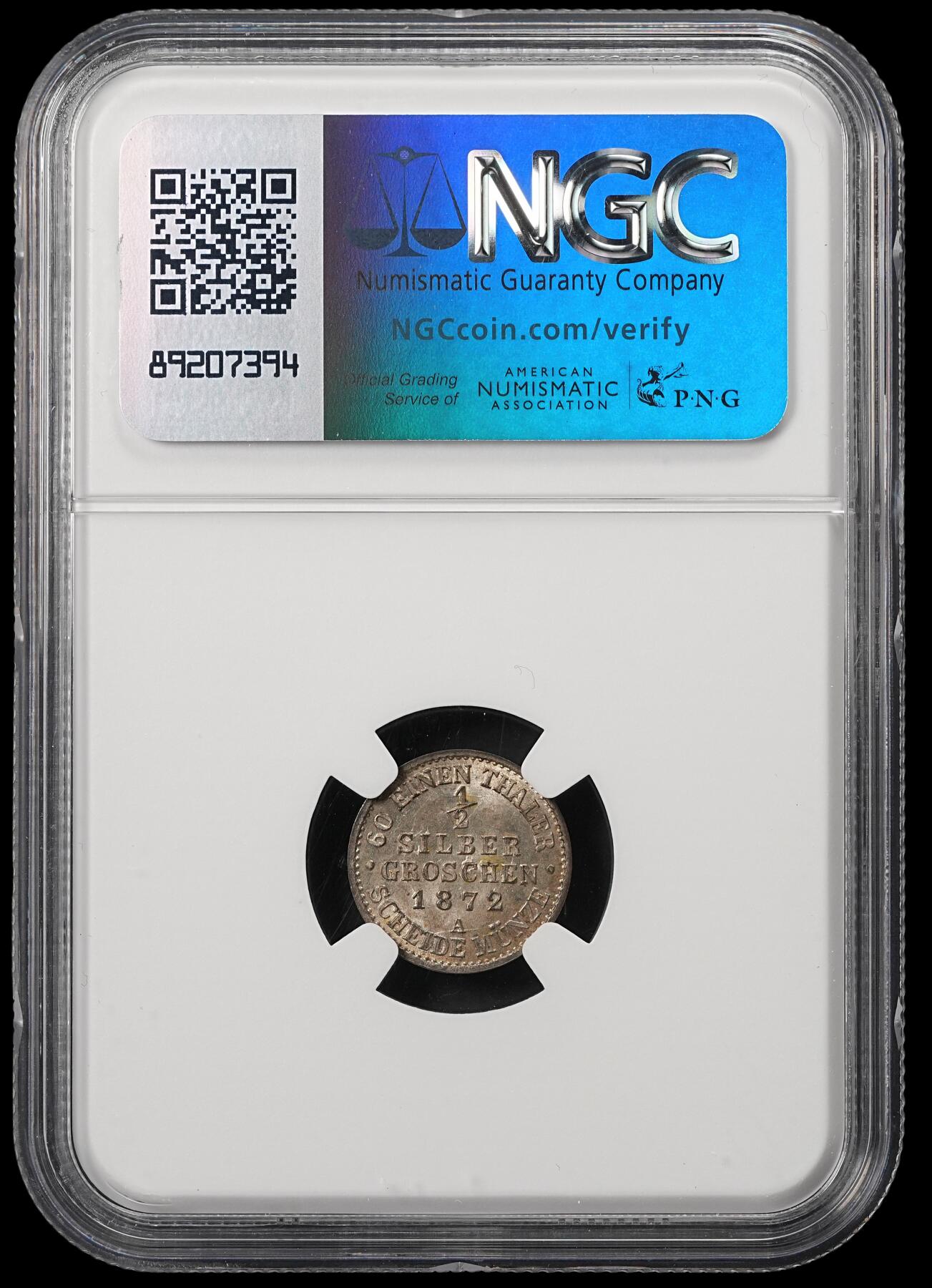 修遠堂世界钱币第五十三期 全场包邮 NGC MS65 1872年普鲁士1/2格罗申小银币