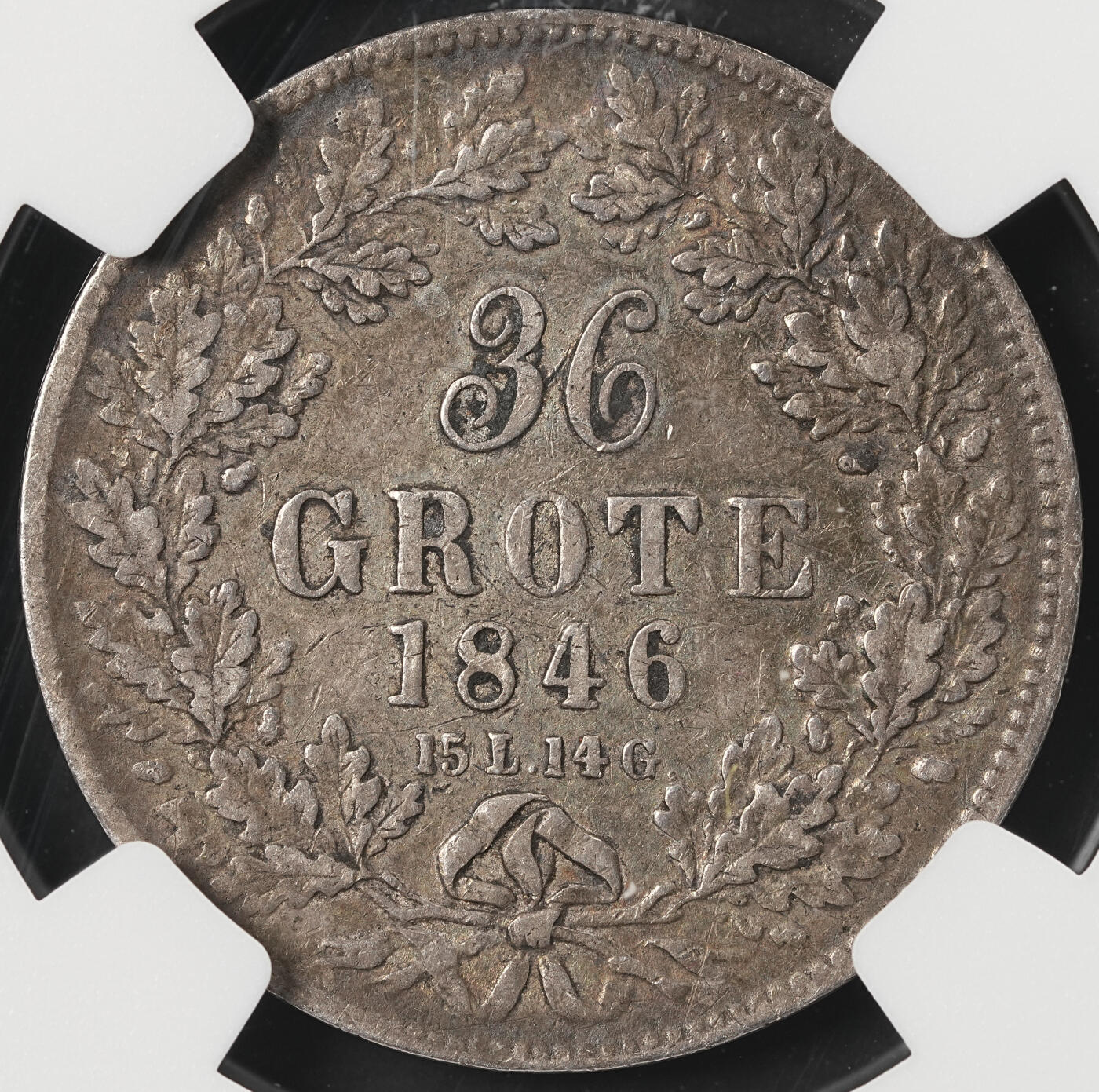 修遠堂世界钱币第五十三期 全场包邮 NGC XF45 1846年不莱美36格罗申银币
