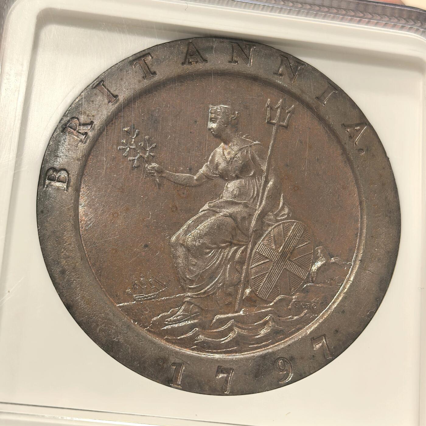 博洋堂世界钱币拍卖第106期（全场包邮） NGC MS64BN 英国车轮2便士1797年SOHO铜币，大巧克力