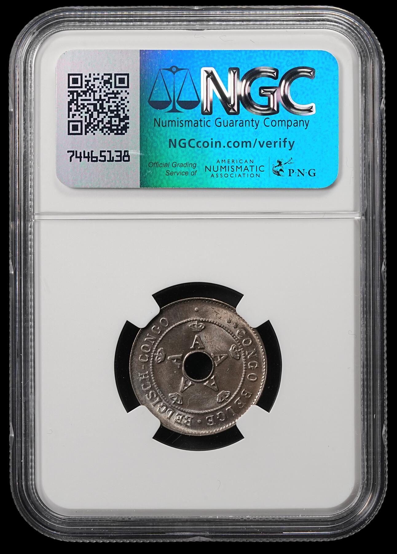 修遠堂世界钱币第五十三期 全场包邮 NGC MS64 1921年比属刚果中孔10分
