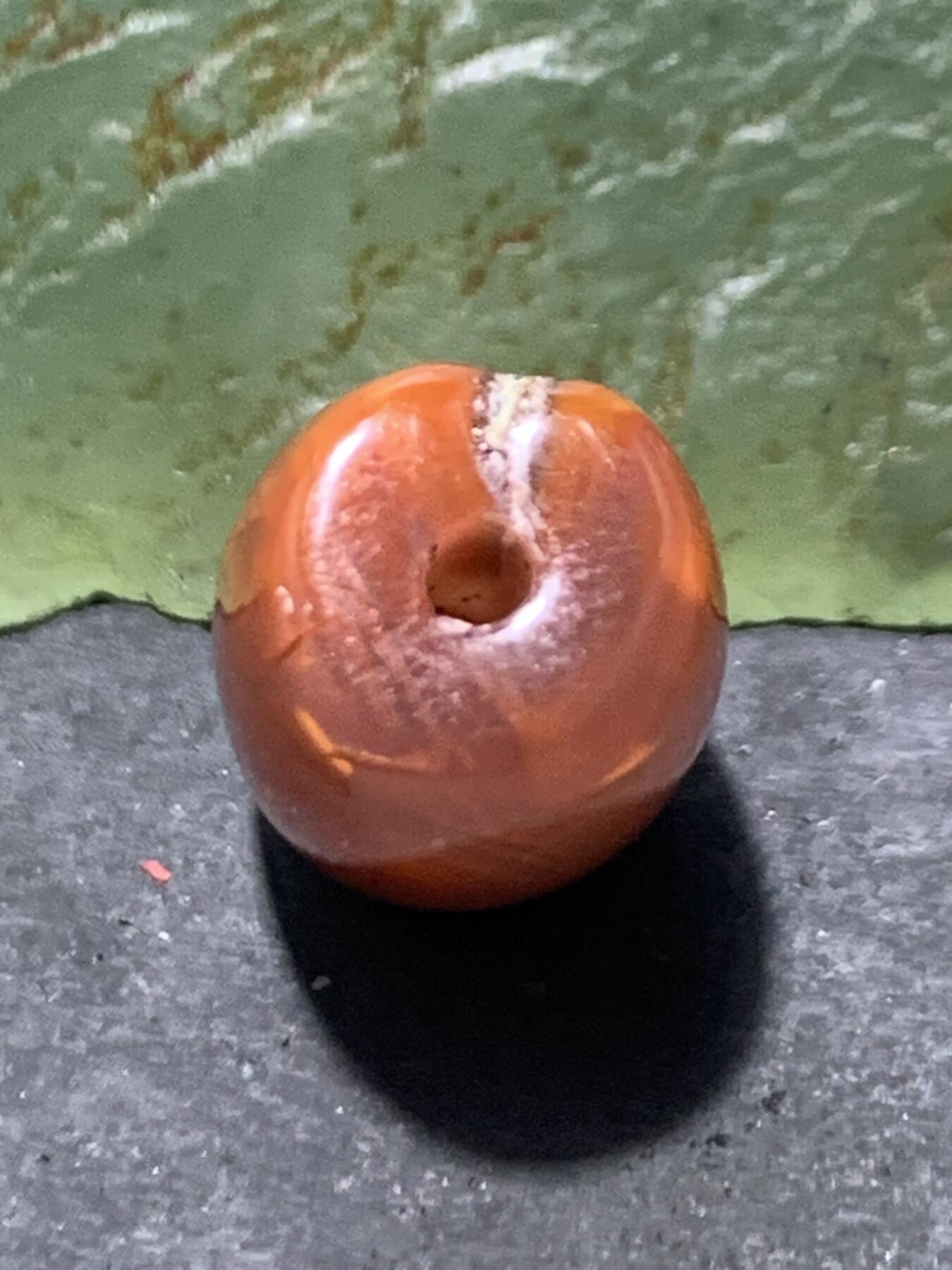 川料荔枝冻火焰纹南红玛瑙通货桶珠一颗！
