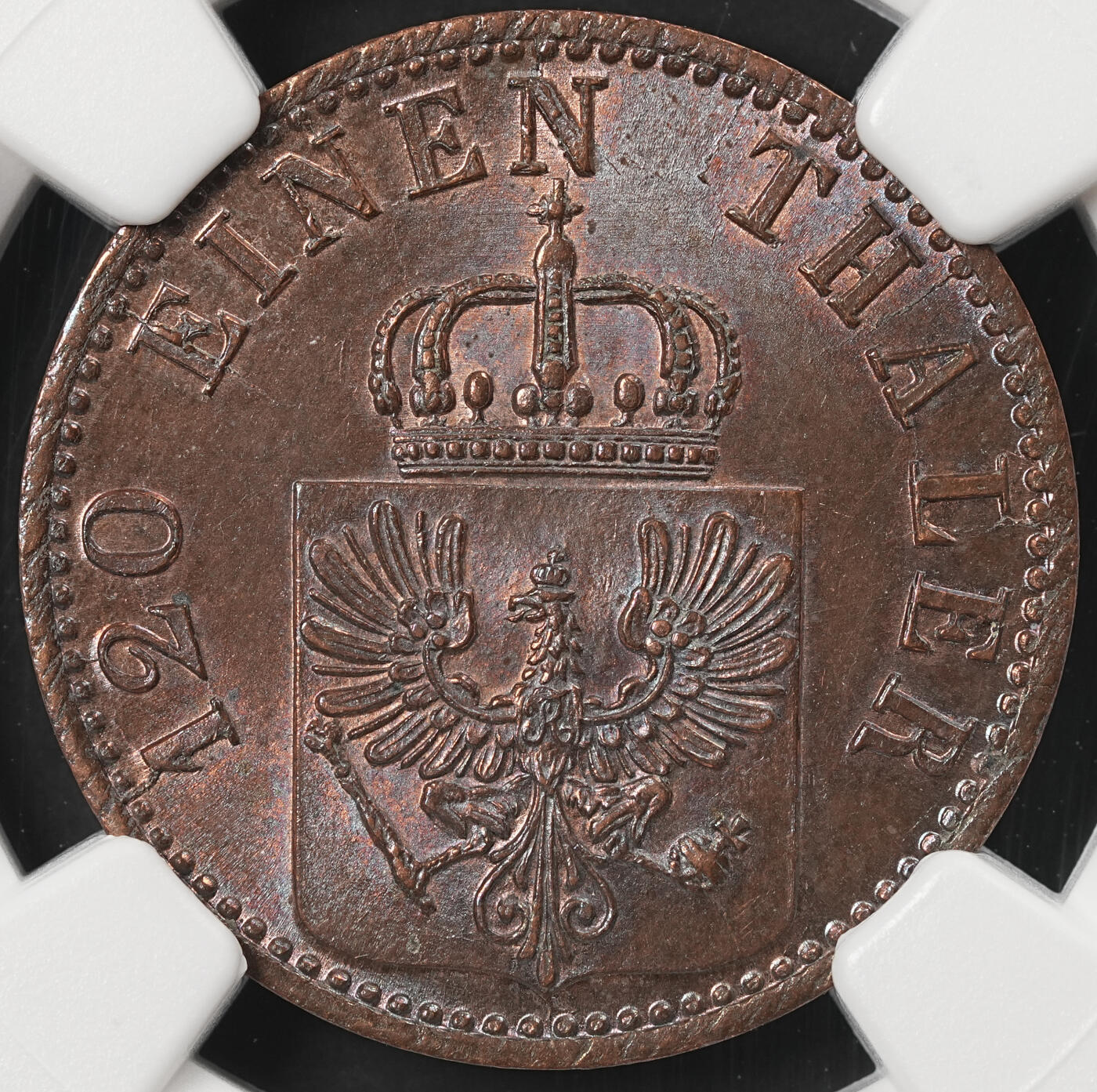 修遠堂世界钱币第五十三期 全场包邮 NGC MS65BN 1867年普鲁士3芬尼铜币
