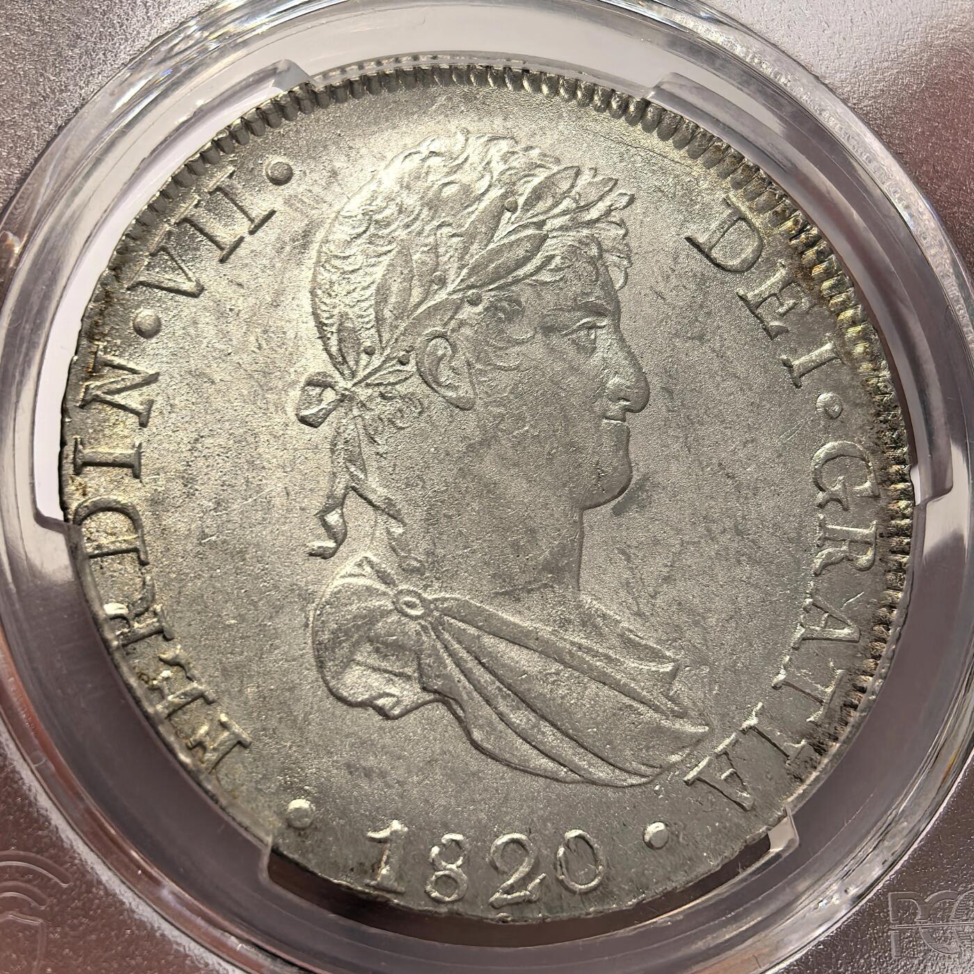 博洋堂世界钱币拍卖第106期（全场包邮） PCGS MS63 秘鲁1820年费迪南七世8R ，完全深打，光度一流，无铸缺
