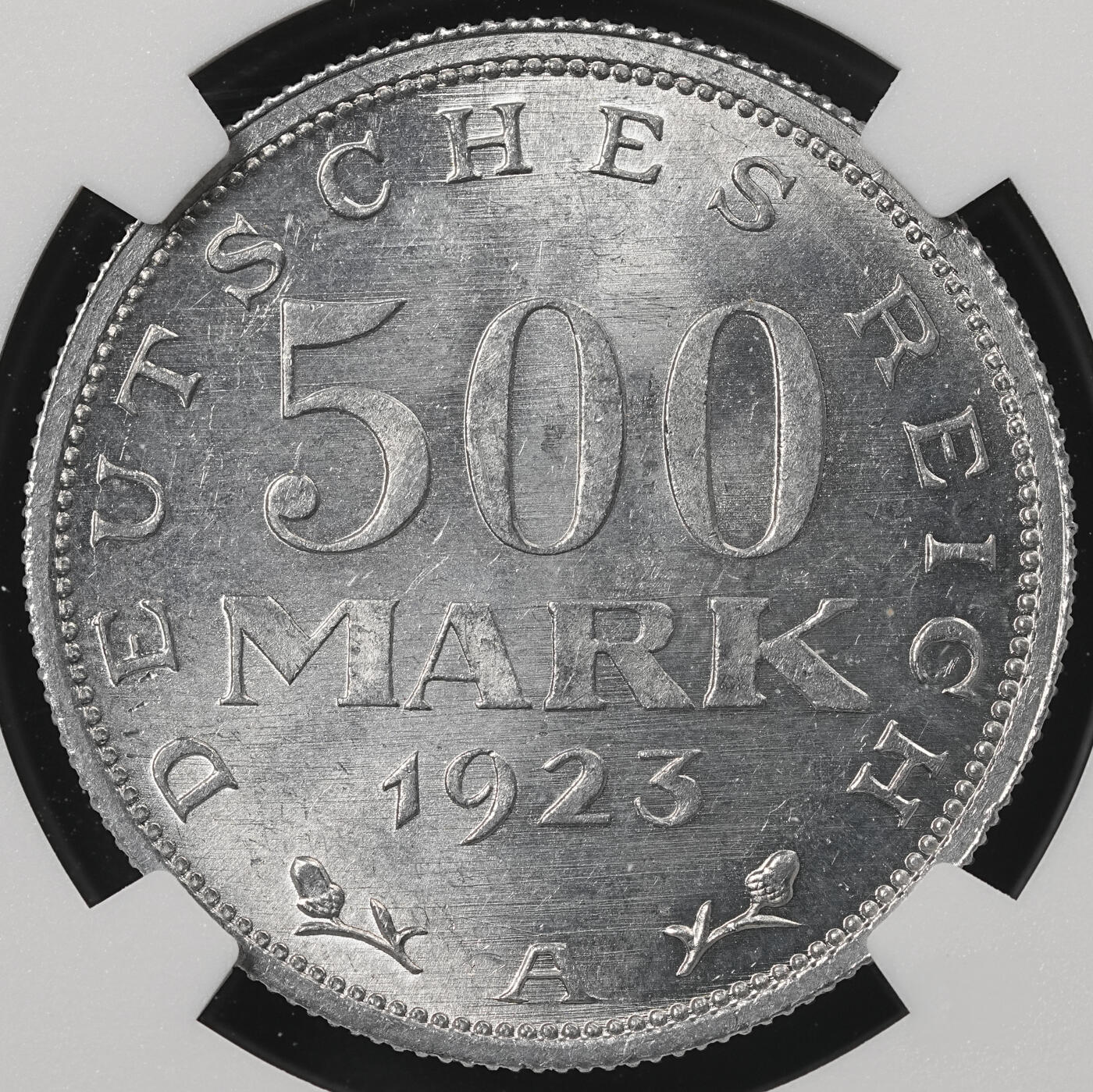 修遠堂世界钱币第五十三期 全场包邮 NGC评级 1923年魏玛政府200，500马克铝币两枚
