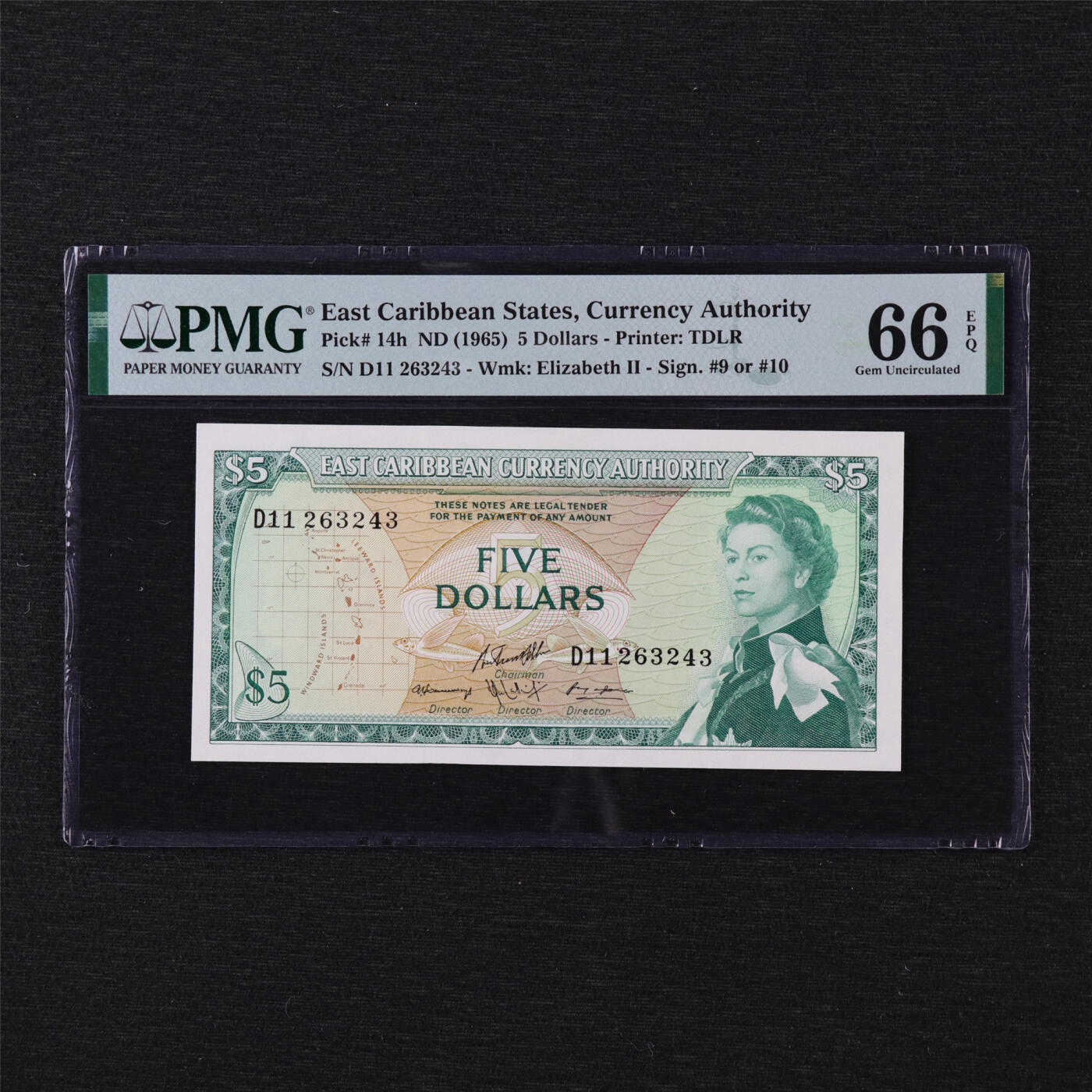 【亘邦收藏】第203期拍卖 1965年 东加勒比海5元 PMG 66EPQ 263243