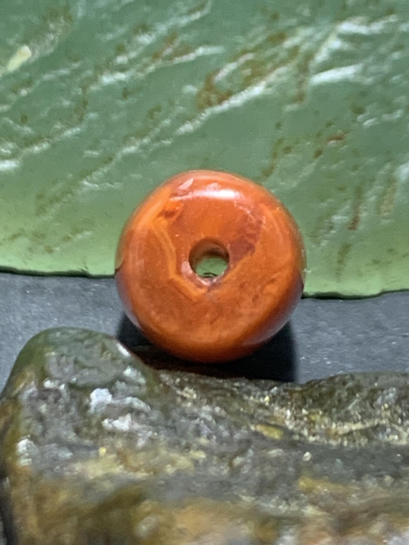 川料荔枝冻火焰纹南红玛瑙通货桶珠一颗！