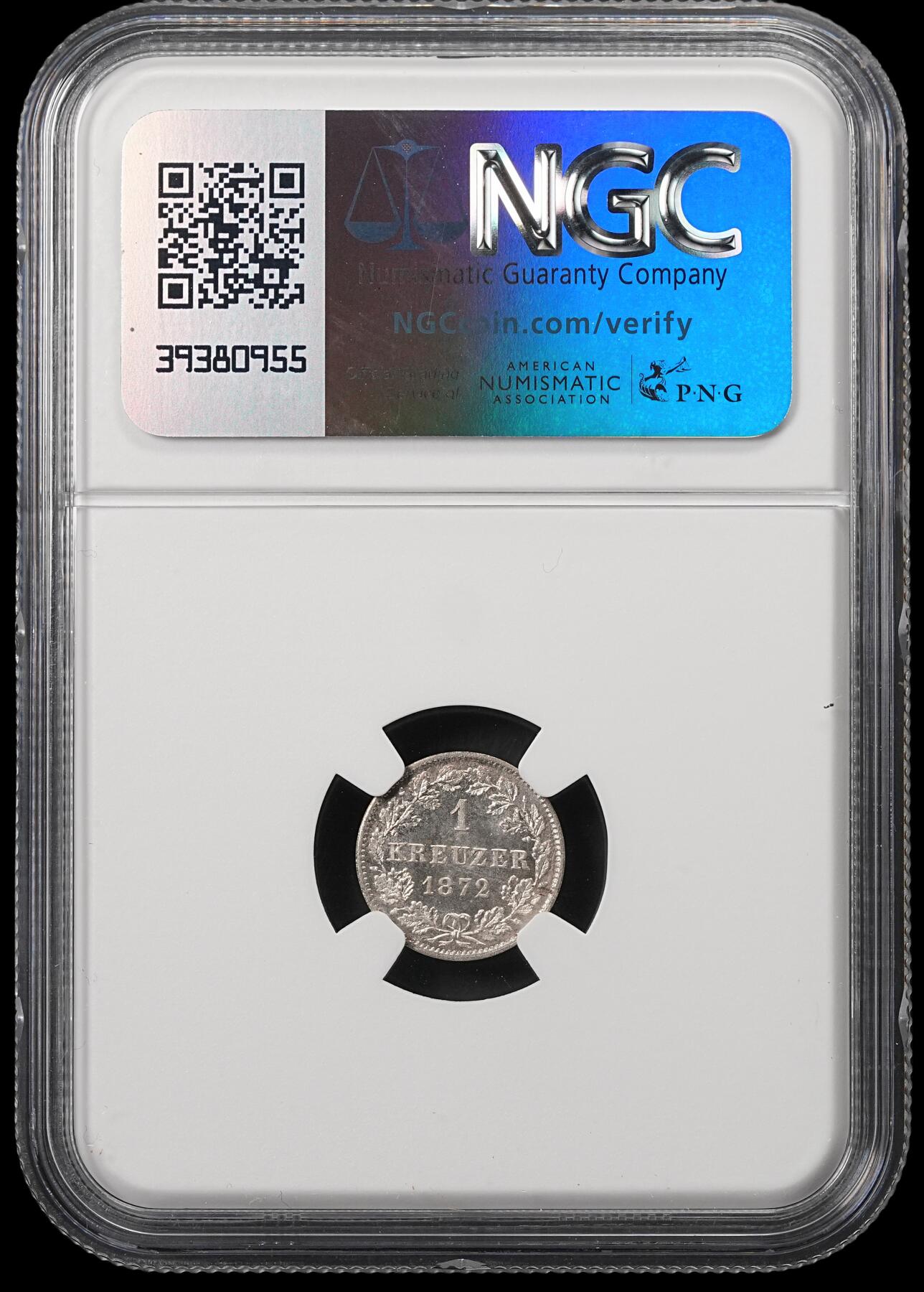 修遠堂世界钱币第五十三期 全场包邮 NGC MS66 1872年符腾堡1克鲁泽银币
