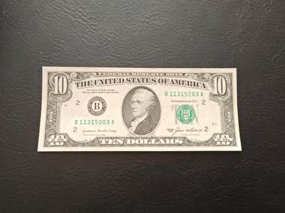 美国纸币 1985年 无4 小头版 10美元 全新UNC - 美国纸币 1985年 无4 小头版 10美元 全新UNC