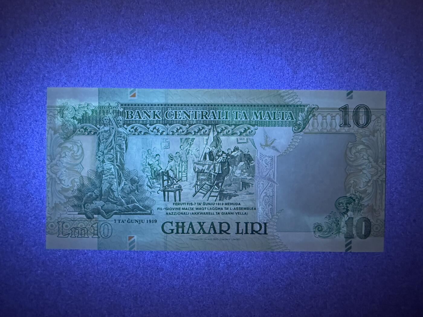 《张总收藏》182期-新一年外币首拍 马耳他10里拉 UNC 1994年版 无4