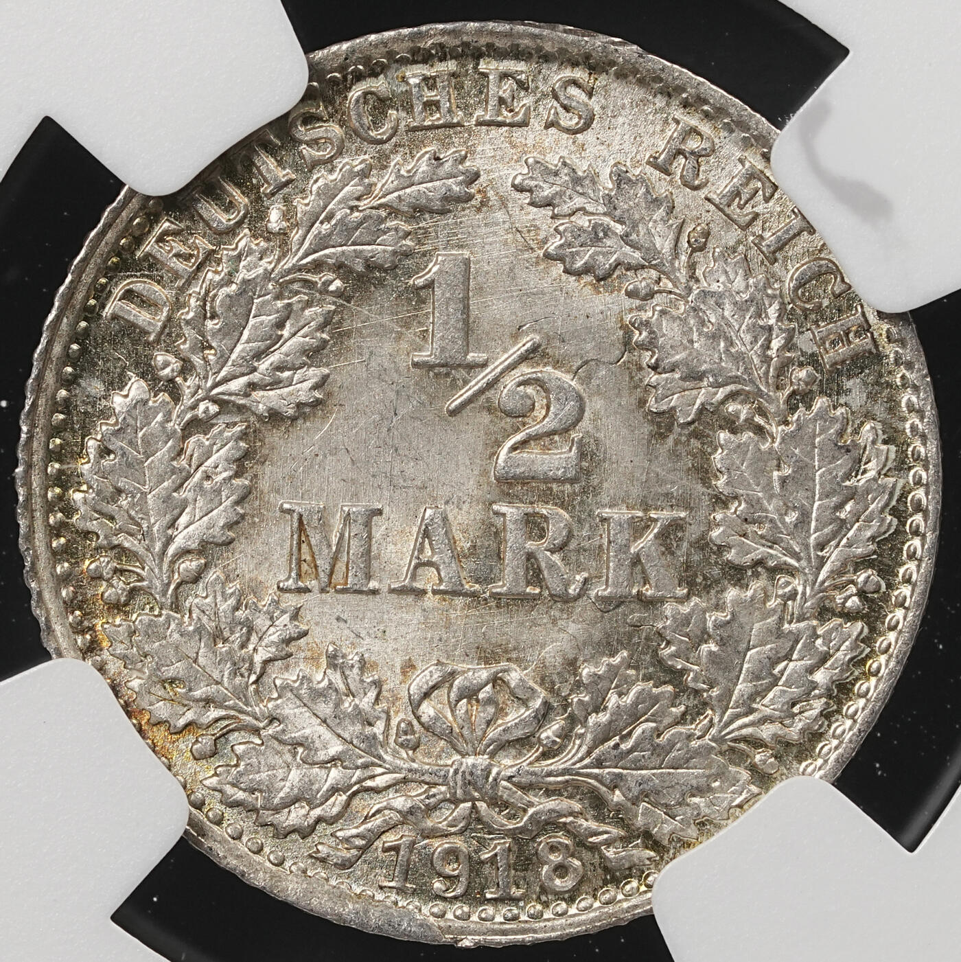 修遠堂世界钱币第五十三期 全场包邮 NGC MS66 1918年德国1/2马克银币