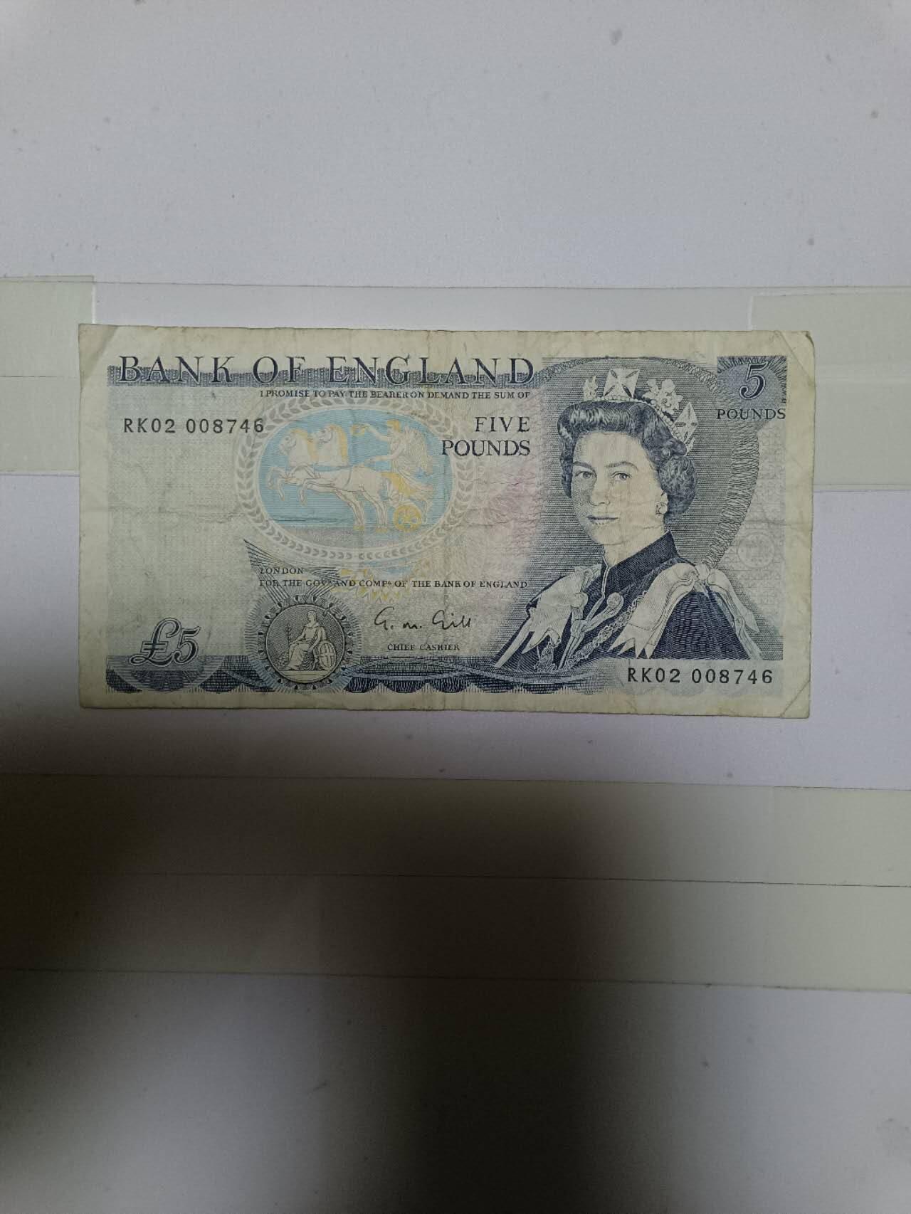 【20250106】非全新纸币第209场 英国D序列5镑