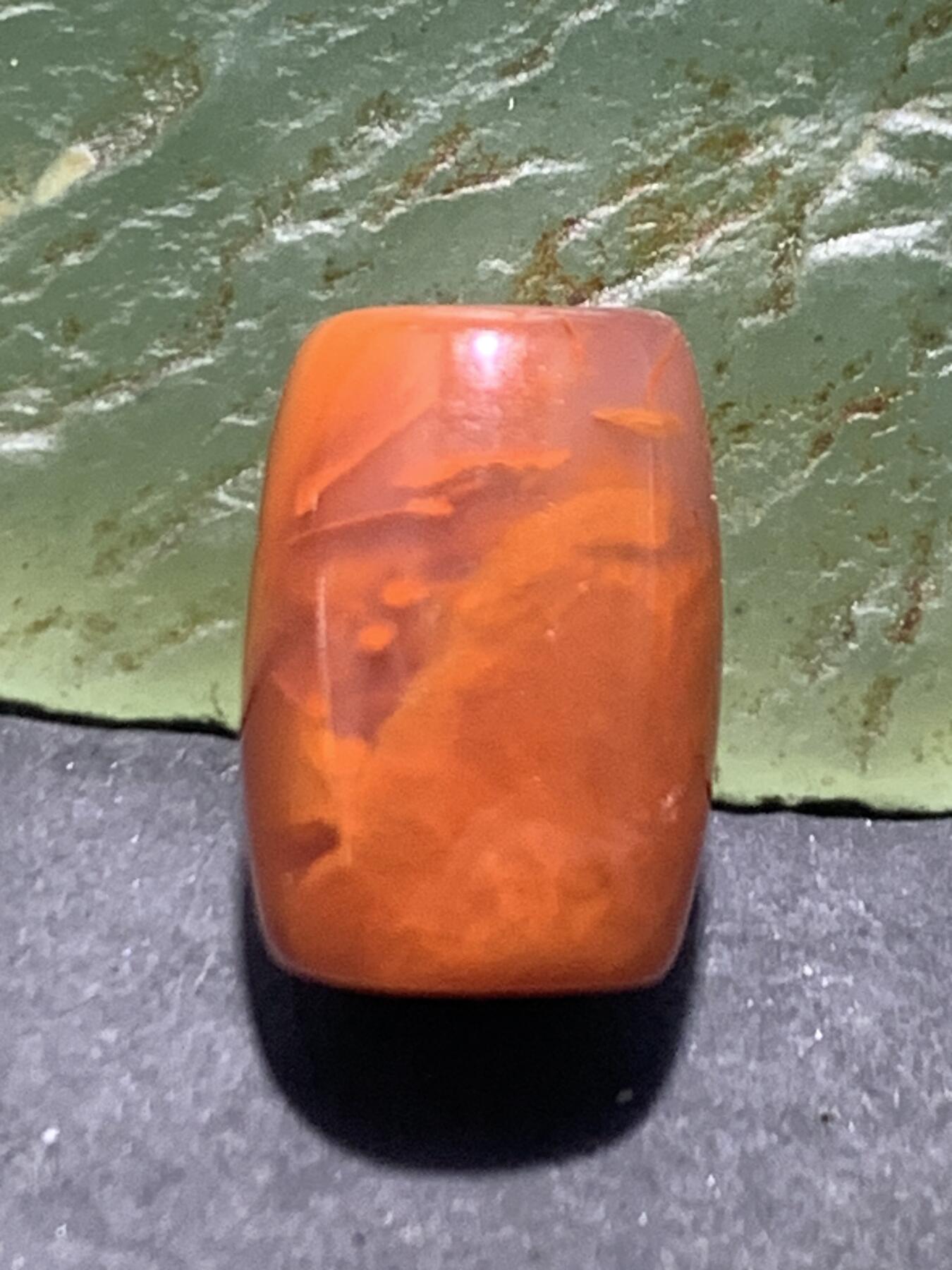 川料荔枝冻火焰纹南红玛瑙通货桶珠一颗！