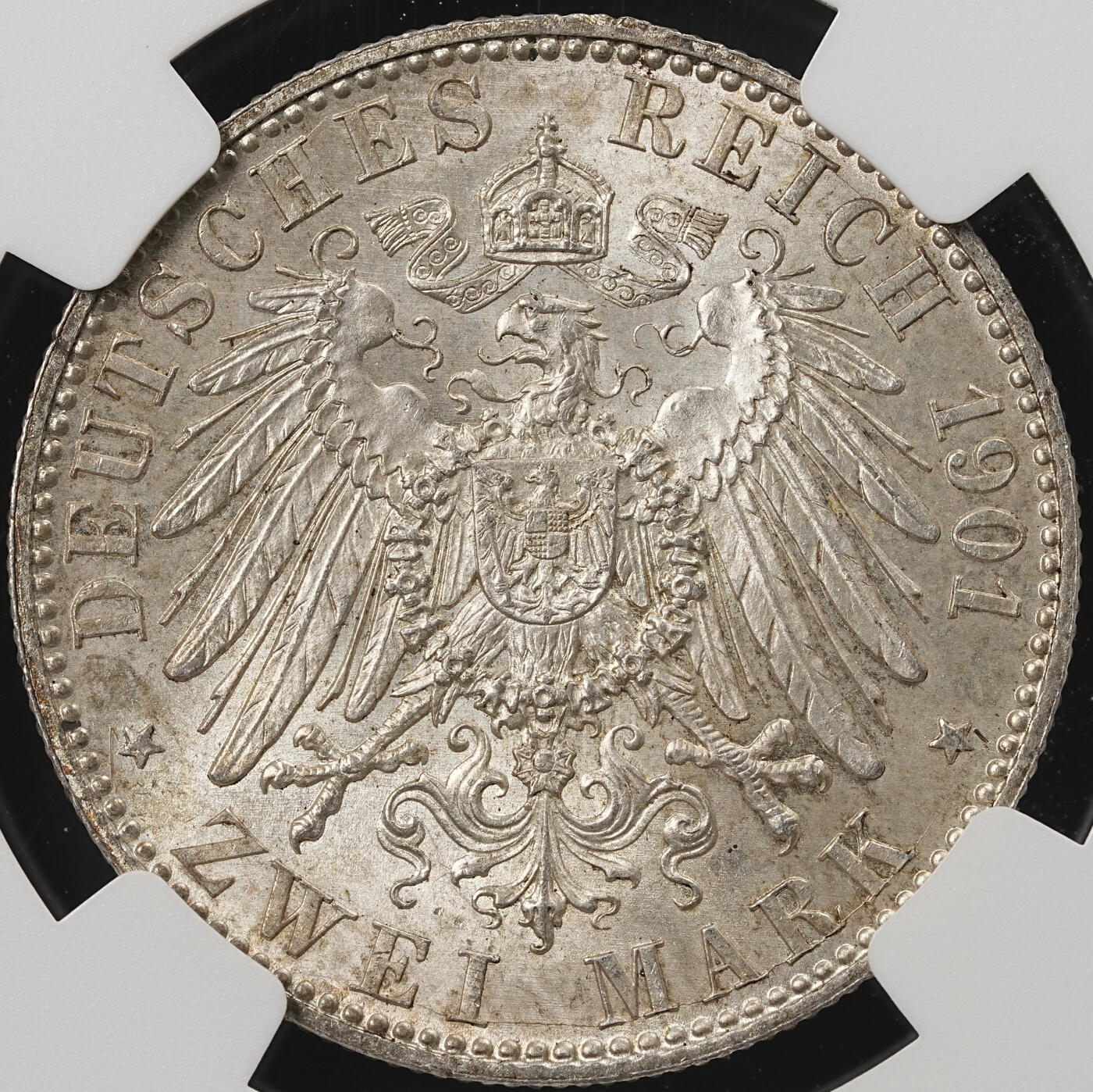 修遠堂世界钱币第五十三期 全场包邮 NGC MS63 1901年普鲁士建国200周年2马克银币