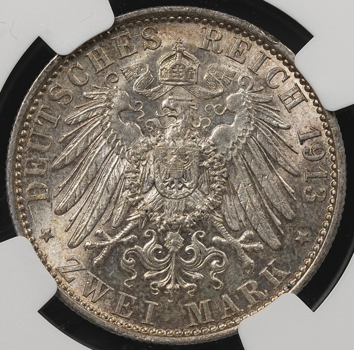 修遠堂世界钱币第五十三期 全场包邮 NGC MS63 1913年普鲁士威廉二世登基25周年纪念2马克银币