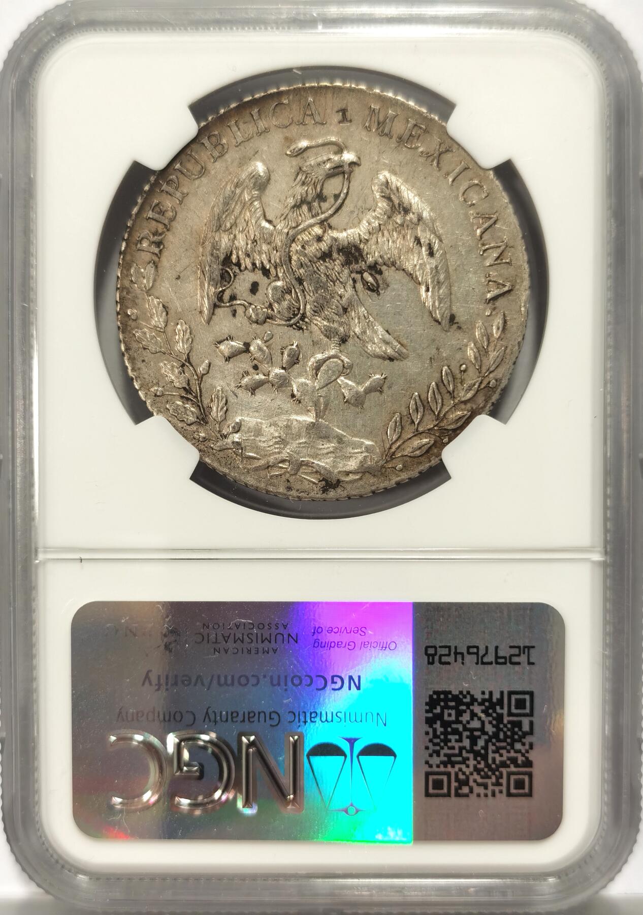 博洋堂世界钱币拍卖第106期（全场包邮） NGC AU 墨西哥1892年GA JS版花边鹰洋，原味春字墨印