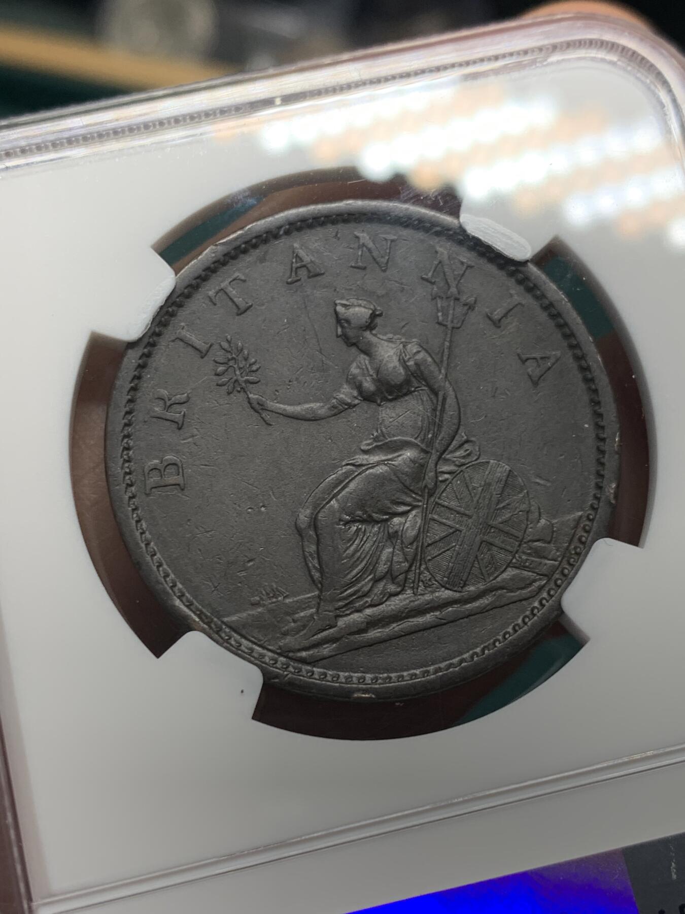 《竞宝斋》第344场 周日，周一，2场连拍 （全场包邮） NGC XF40BN 英国1807年乔治三世一便士 铜光依存，人物细节到位，出分不易，性价比高。