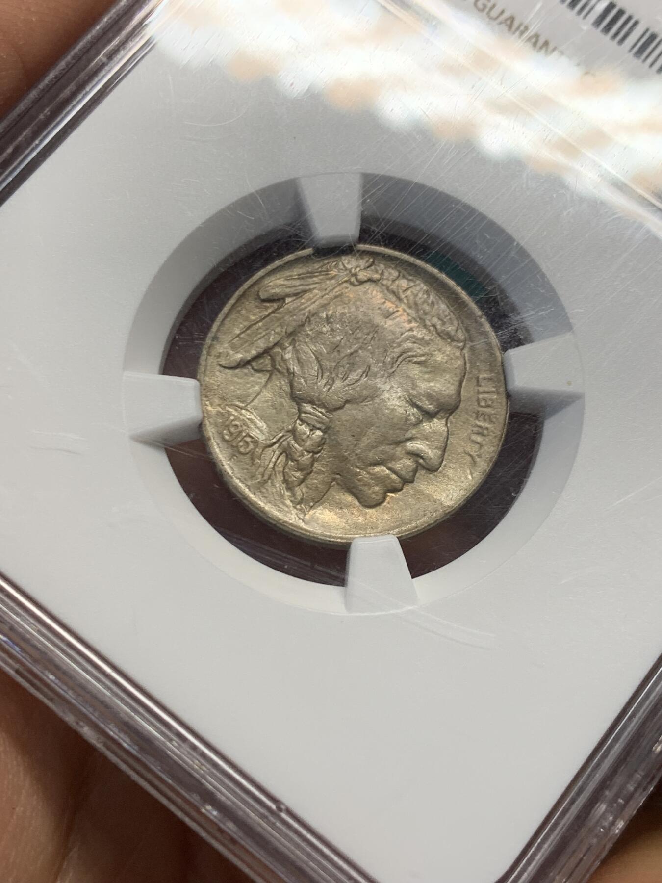 《竞宝斋》第344场 周日，周一，2场连拍 （全场包邮） NGC MS64 美国1913年 5美分 水牛币 野牛币 经典印第安人头像 首版第一年
