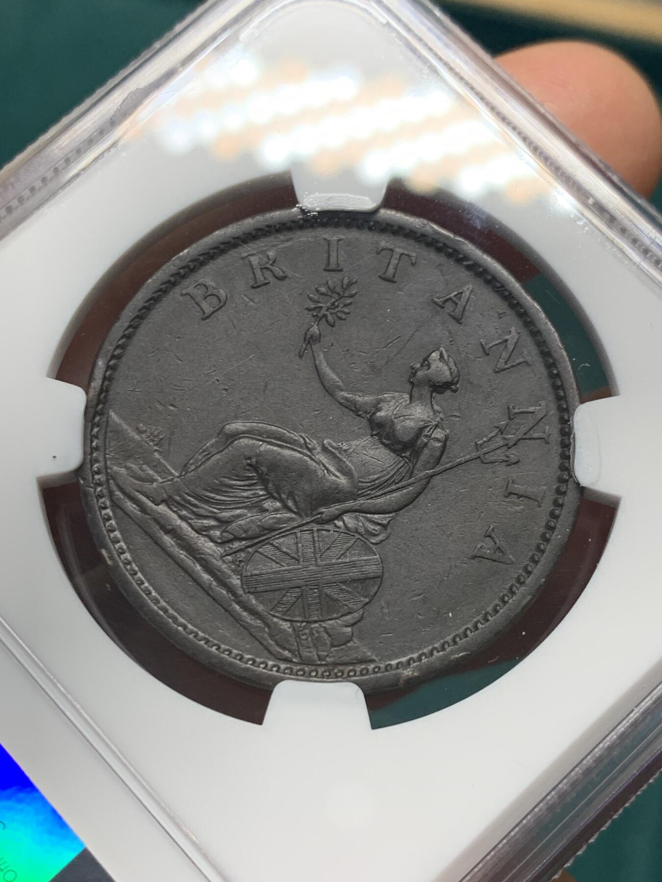 《竞宝斋》第344场 周日，周一，2场连拍 （全场包邮） NGC XF40BN 英国1807年乔治三世一便士 铜光依存，人物细节到位，出分不易，性价比高。