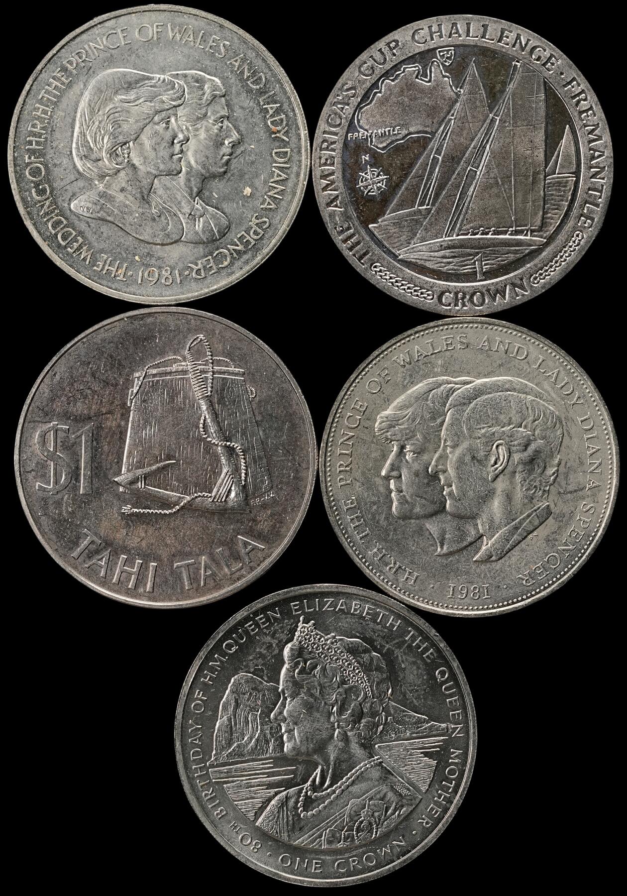 修遠堂世界钱币第五十三期 全场包邮 英国以及英联邦克朗型大镍币5枚