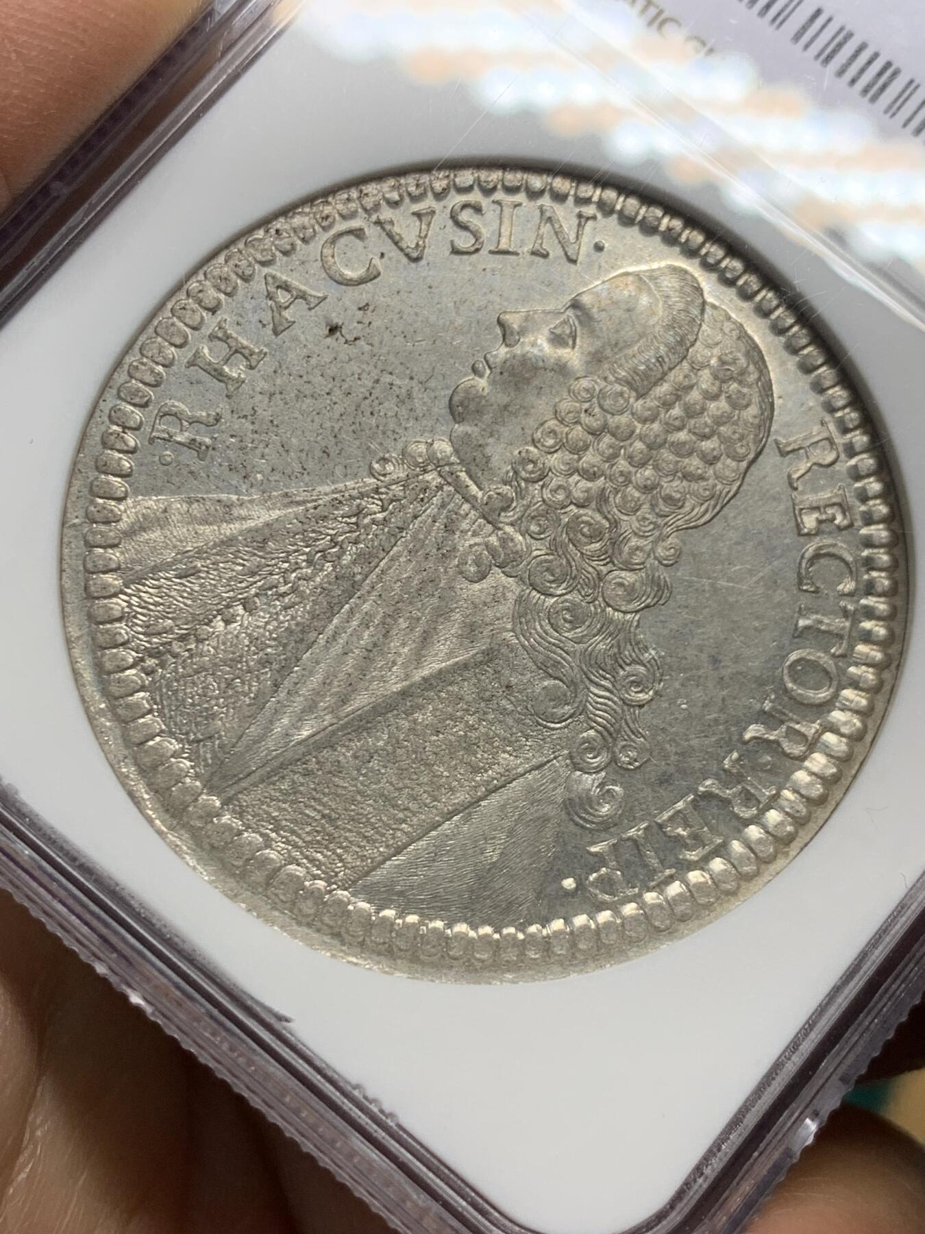 《竞宝斋》第344场 周日，周一，2场连拍 （全场包邮） 唯一冠军分 NGC MS63 拉古萨 1765年 泰勒大银币  发卷全深打 PL底板 状态是难得了 不可错过
