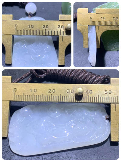 天然A货冰糯种翡翠雕刻降龙观音吊坠一个！ 天然A货冰糯种翡翠雕刻降龙观音吊坠一个！