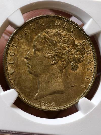 NGC-M62英国1884年维多利亚女王青年版盾徽半克朗银币 - NGC-M62英国1884年维多利亚女王青年版盾徽半克朗银币