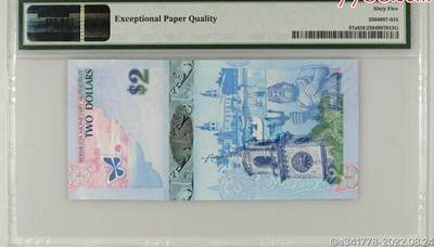北极狼藏苑社（90） 1374①√-百慕大2元蓝鸟钞纸币获奖币2009年A1冠‘PMG65EPQ