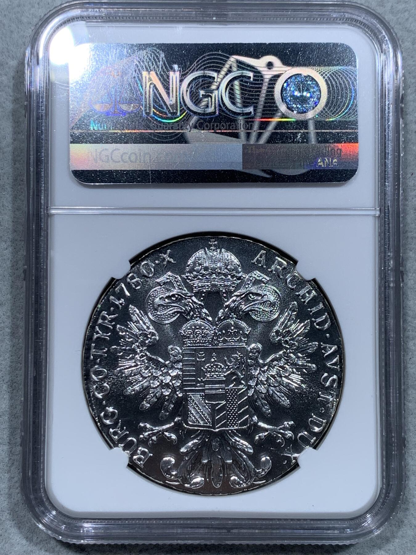 《竞宝斋》第344场 周日，周一，2场连拍 （全场包邮） NGC MS66 奥匈帝国1780年奥地利女王大奶妈1泰勒官方后铸版银币