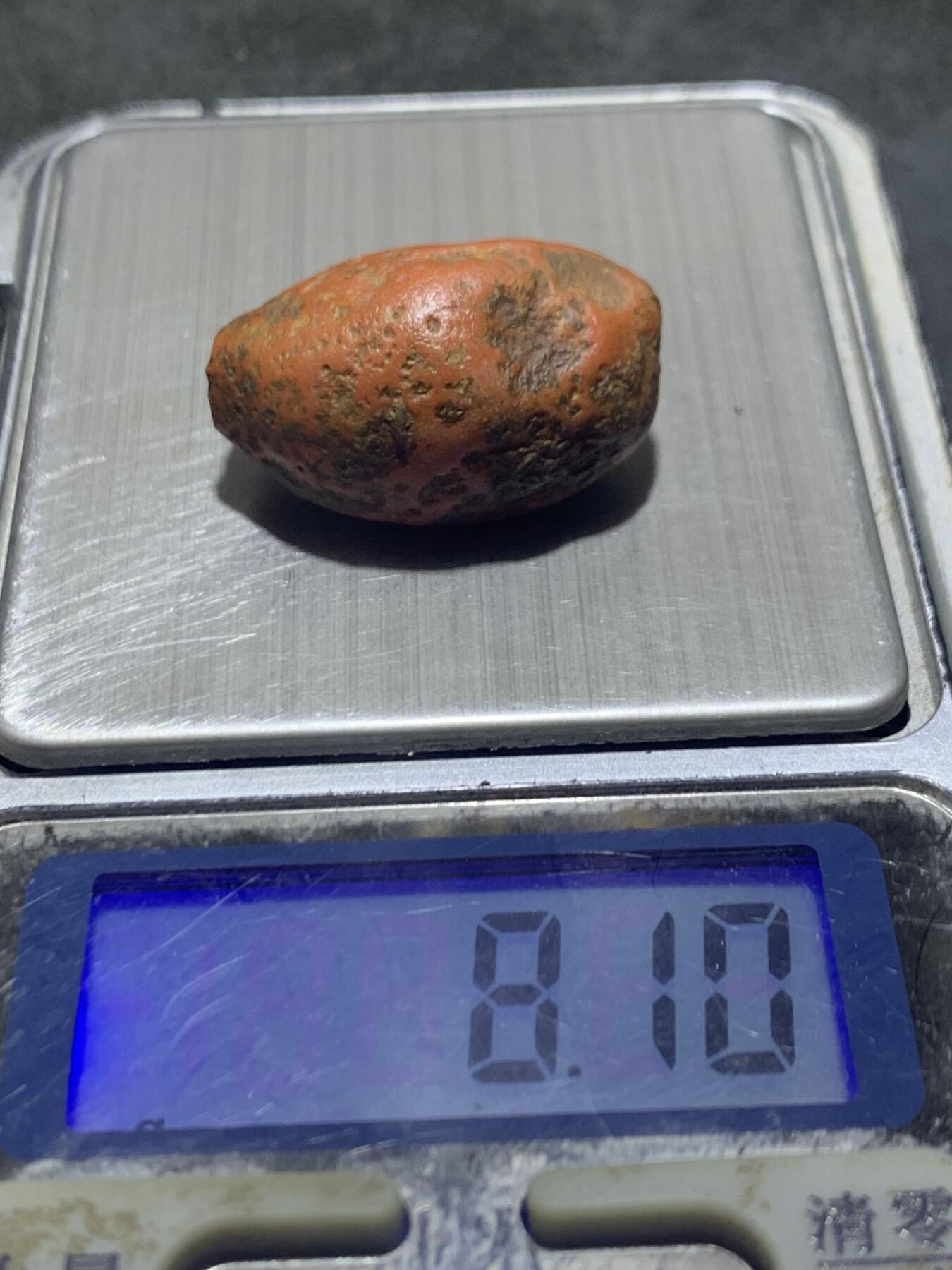精美红皮柿子红原皮开窗料南红玛瑙原石一颗