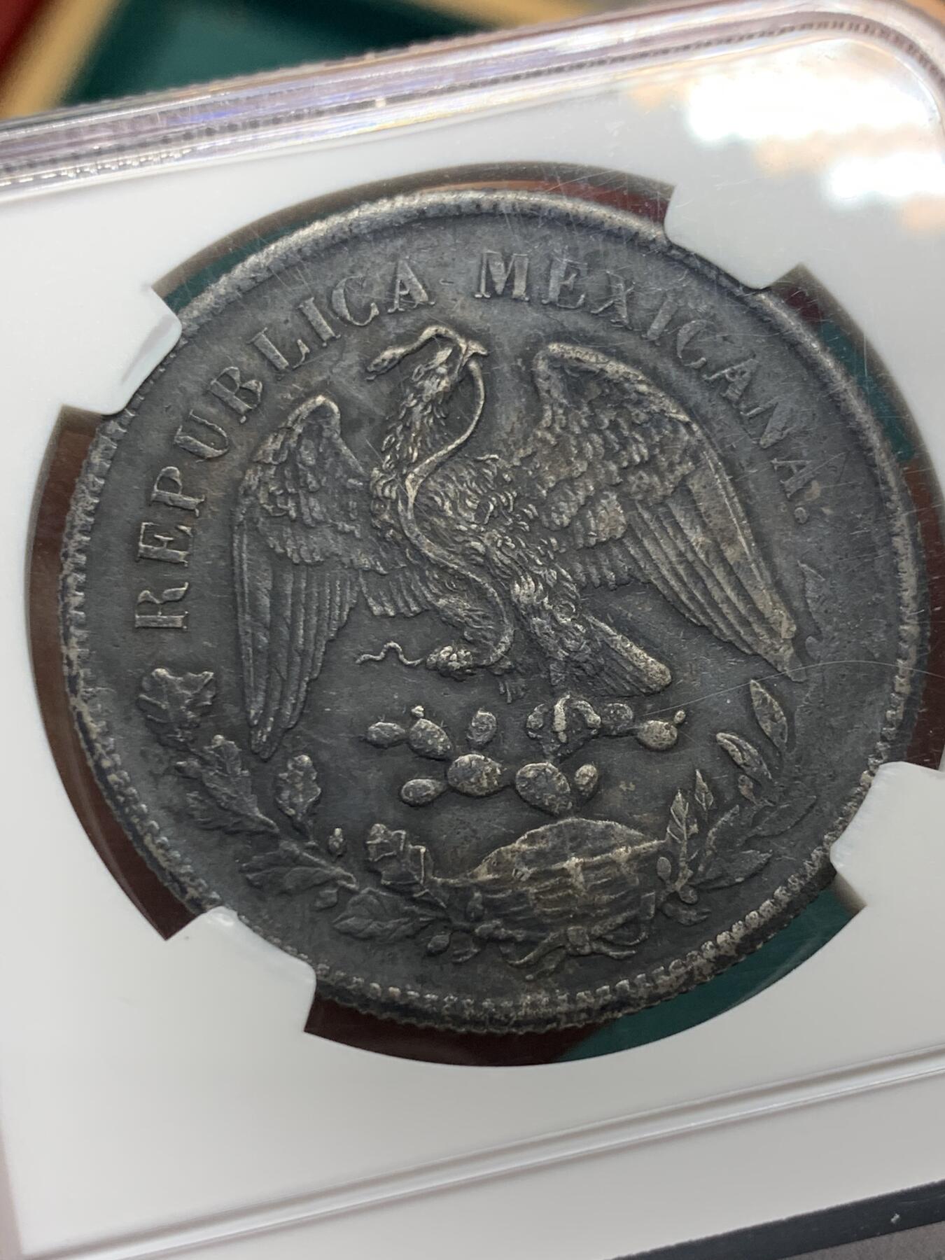 《竞宝斋》第345场 周日，周一，2场连拍 （全场包邮） NGC AU 墨西哥1899年直边鹰洋1比索银币