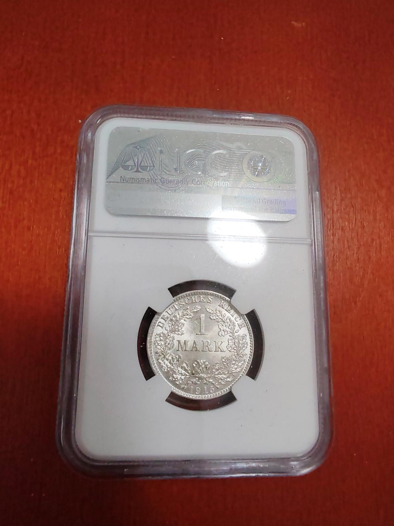 长老汇龙年精选第四十二场拍卖 1915D德国1马克银币，NGC MS65