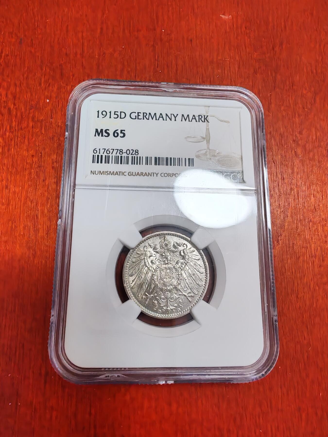 长老汇龙年精选第四十二场拍卖 1915D德国1马克银币，NGC MS65
