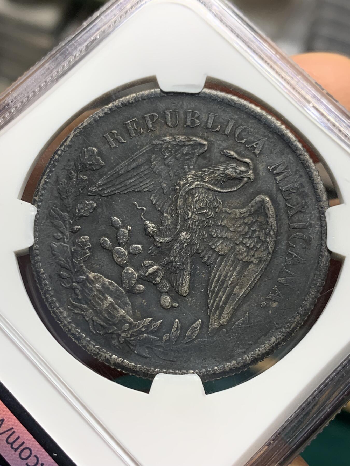《竞宝斋》第345场 周日，周一，2场连拍 （全场包邮） NGC AU 墨西哥1899年直边鹰洋1比索银币
