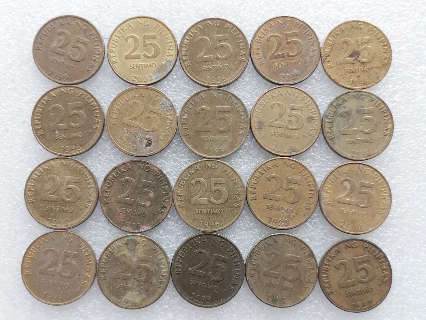 第一海外回流一元起拍收藏 散集专场. 第162期 菲律宾25分硬币 20枚