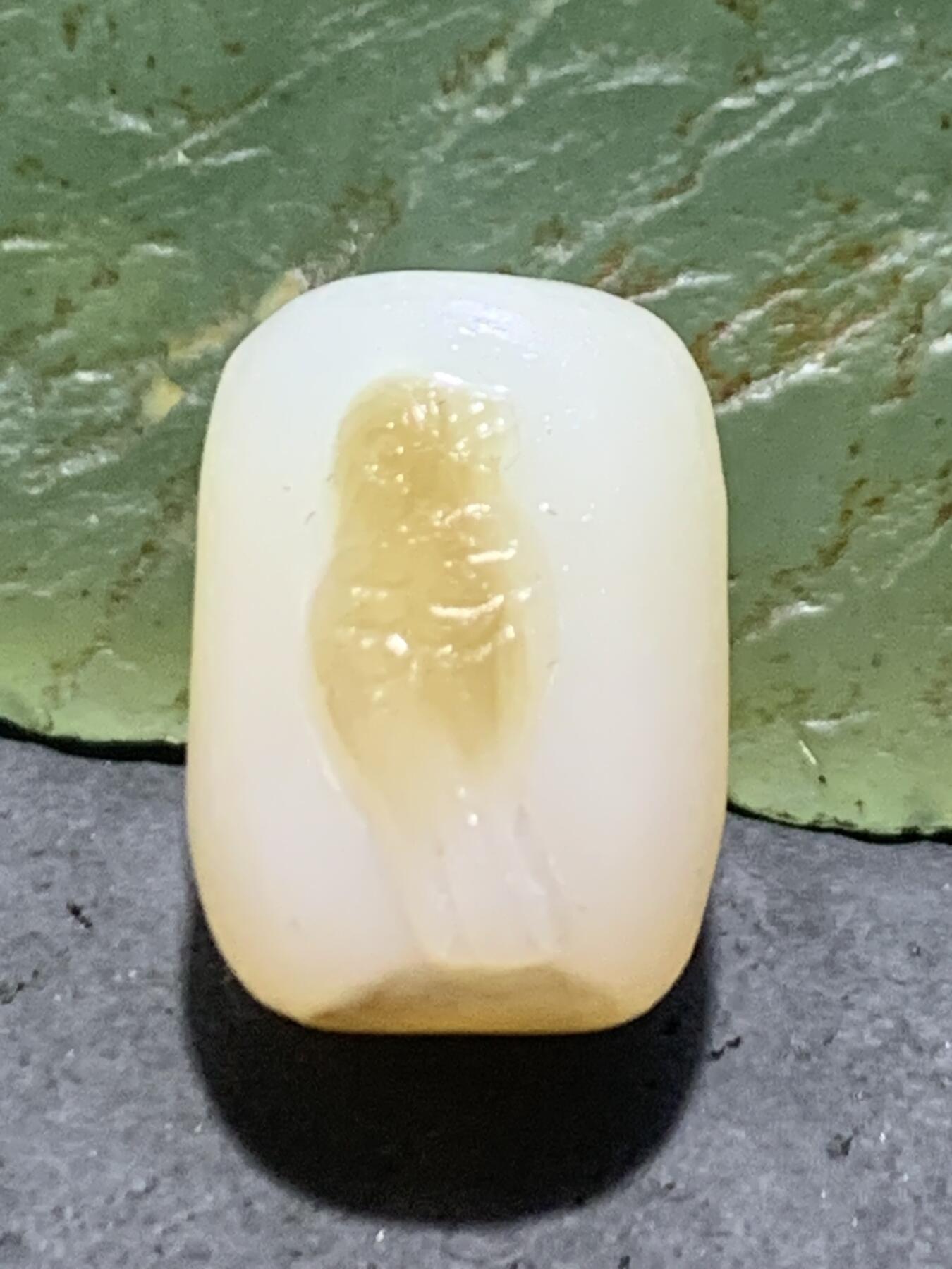 精美亚光高玉化海洋玉髓手工俏色巧雕喜鹊报喜随形直桶，桶珠一个！，