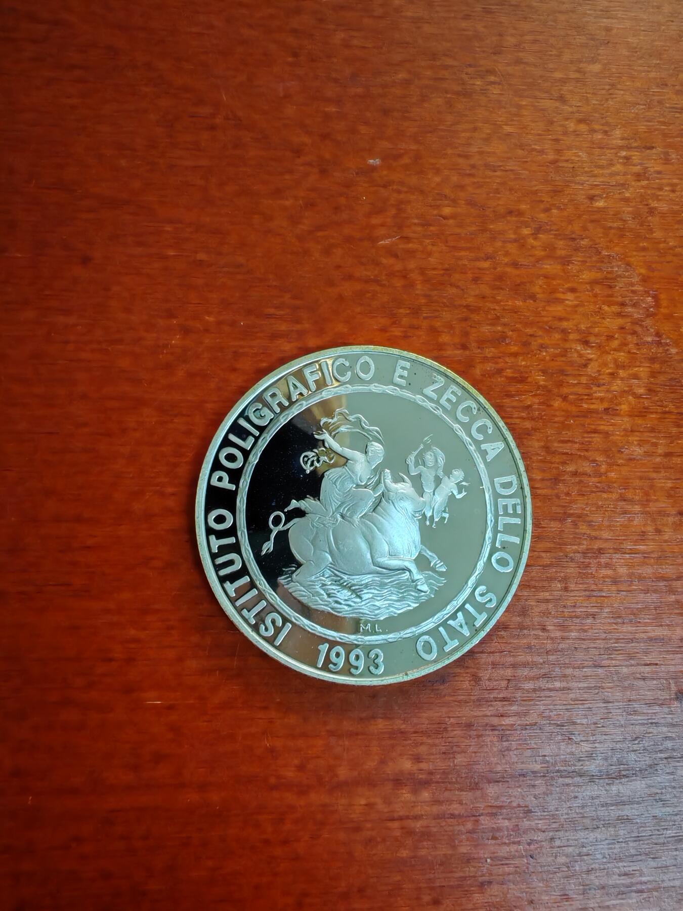 长老汇龙年精选第四十二场拍卖 1993意大利欧罗巴骑牛5埃居精制银币，盒证全，珍稀币