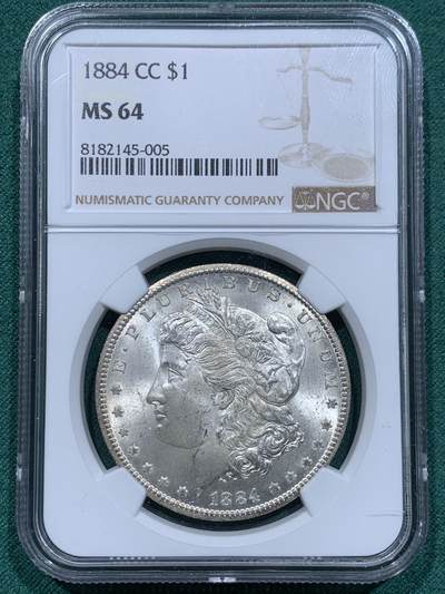 《竞宝斋》第345场 周日，周一，2场连拍 （全场包邮） - NGC MS64 美国 1884年 摩根一美元 银币 CC卡森厂 摩根党不可或缺的稀少厂别