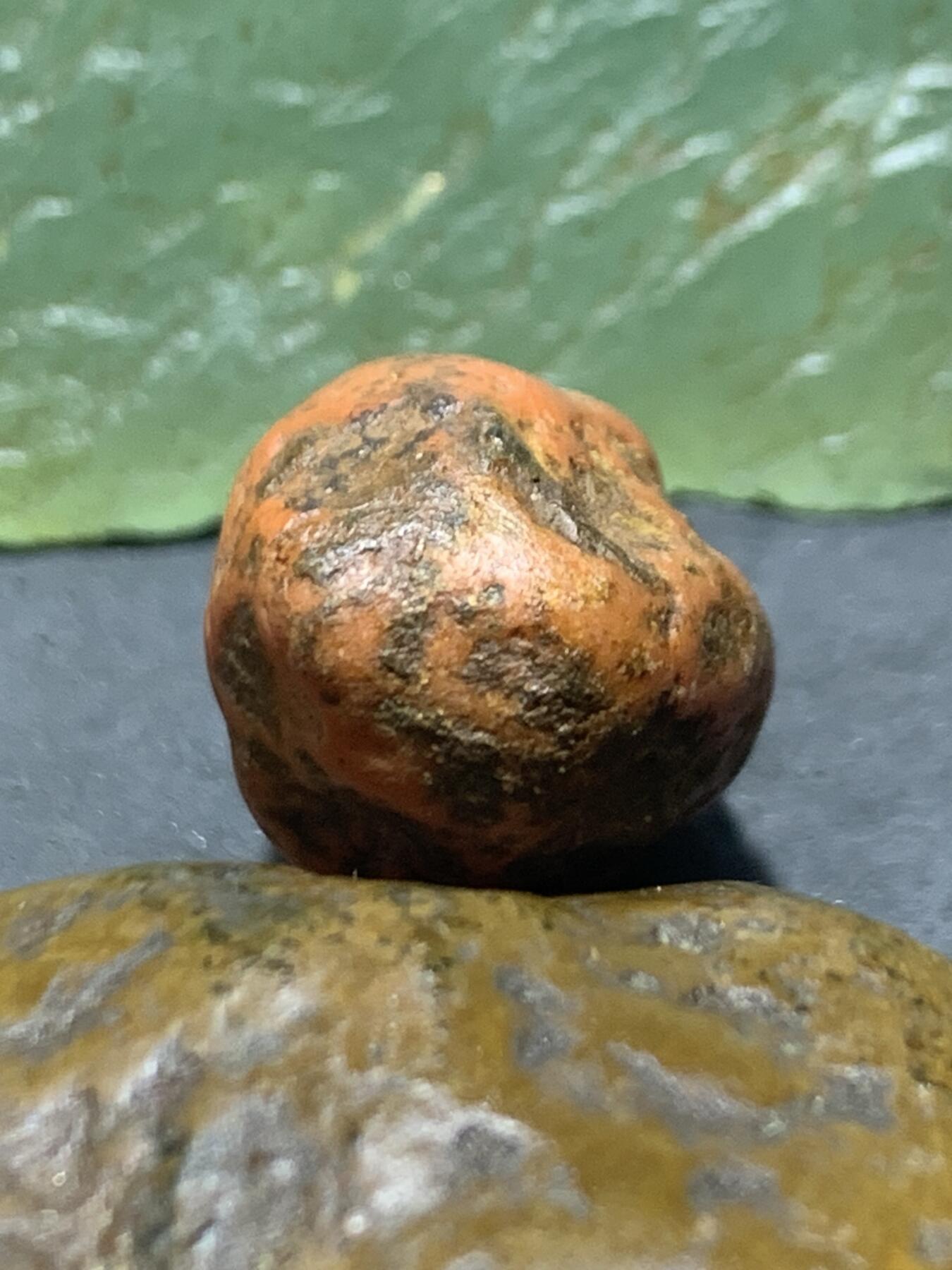 精美红皮柿子红原皮开窗料南红玛瑙原石一颗