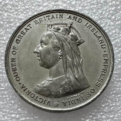 🌹外币初藏🌹🐯2025年第四场  每周二四六晚8点 接代拍 - 英国1887年维多利亚登基50周年纪念章 锡章38毫米23.7克
