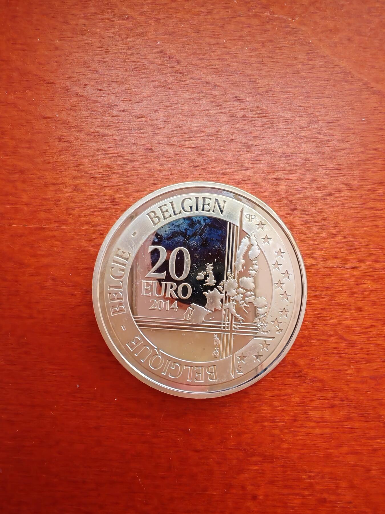 长老汇龙年精选第四十三场拍卖 2014比利时柏林墙倒塌25周年20欧元精制银币
