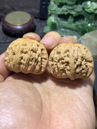 精美老树自然桩白狮子头文玩核桃一对 - 精美老树自然桩白狮子头文玩核桃一对
