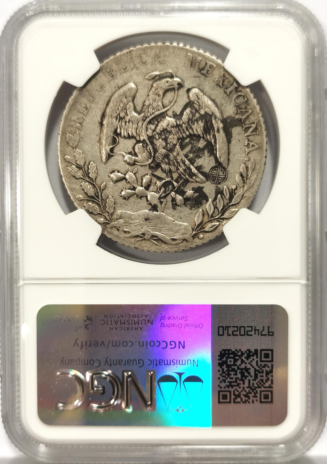 博洋堂世界钱币拍卖第107期（全场包邮） NGC XF 墨西哥1887MO MH花边鹰洋 双面墨戳和墨批