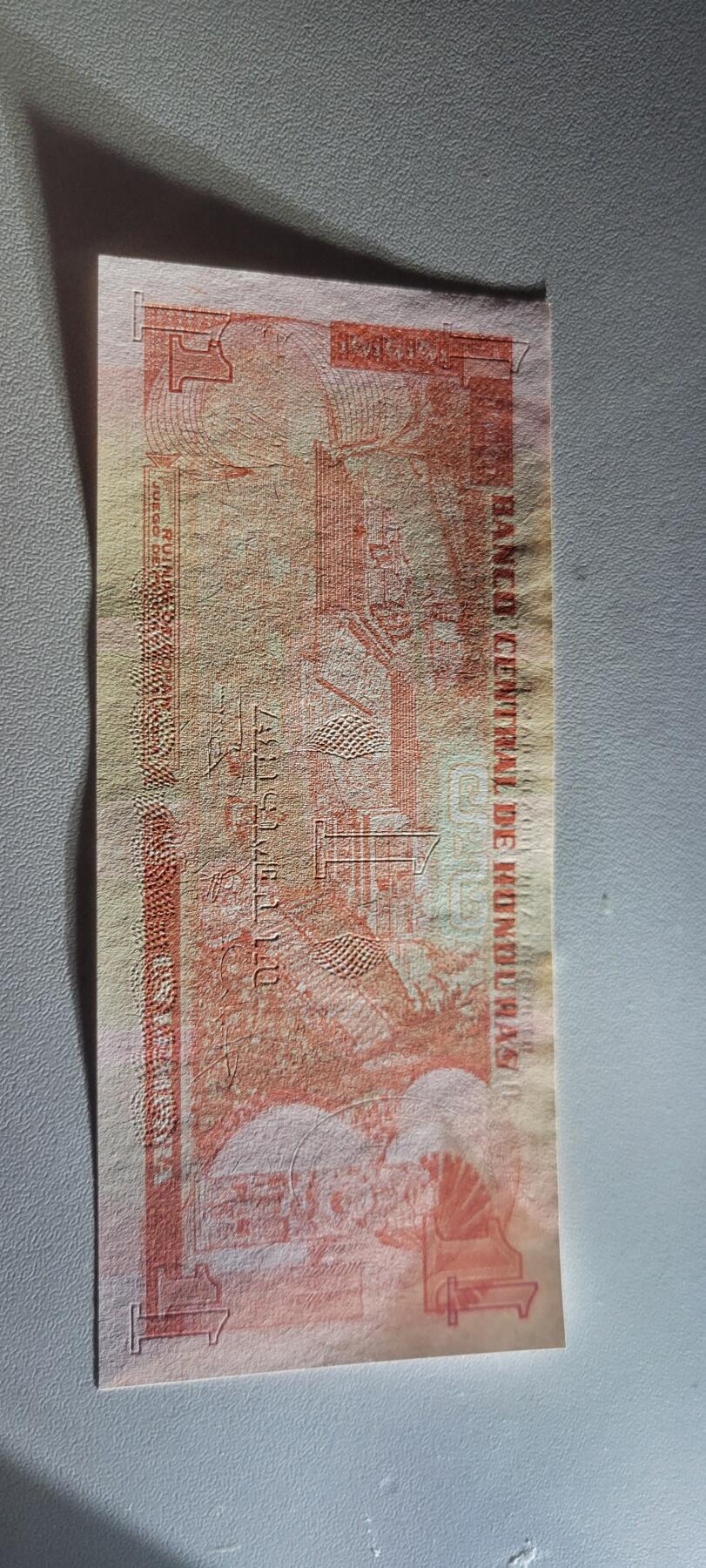 2025第一期纸币均有打光图  洪都拉斯1伦皮拉 纸币 1996版